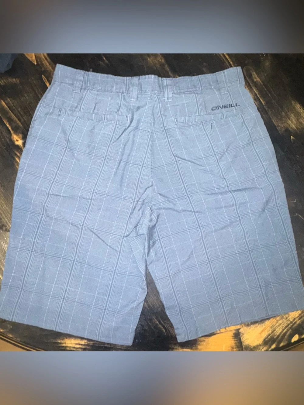 O’Neill Light Blue Plaid Cotton Shorts